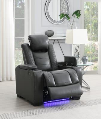 GRAY LED POWER RECLINING W/PWR HEADREST CHAIR