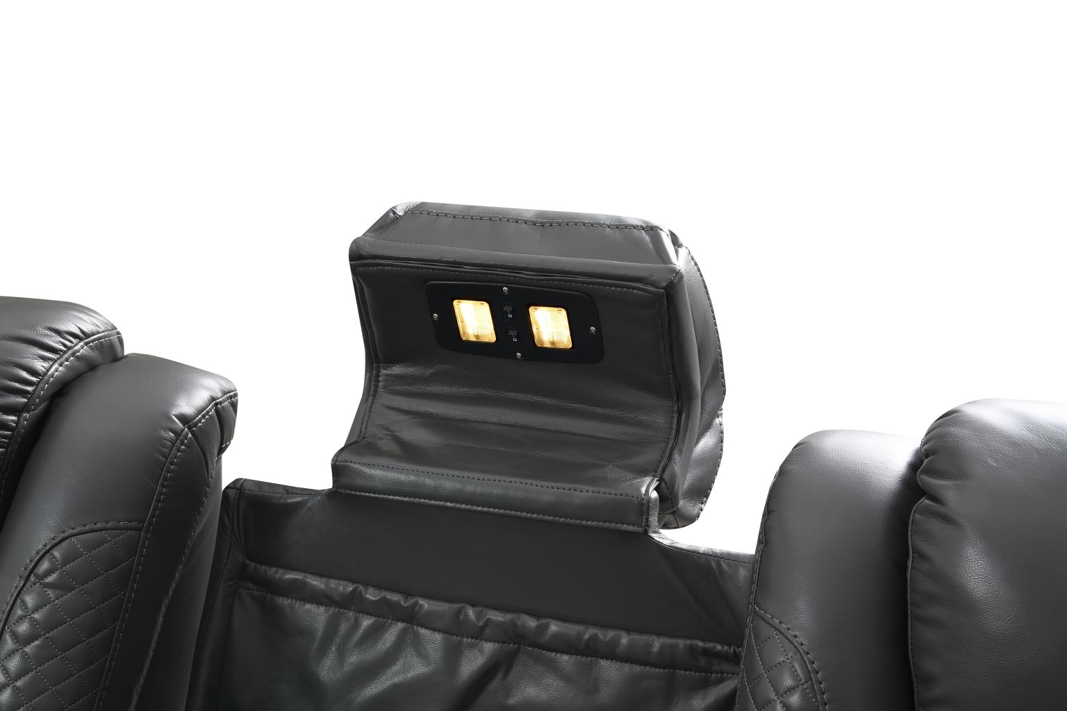 GRAY LED POWER RECLINING W/PWR HEADREST, AND DROP DOWN TABLE SOFA view 4