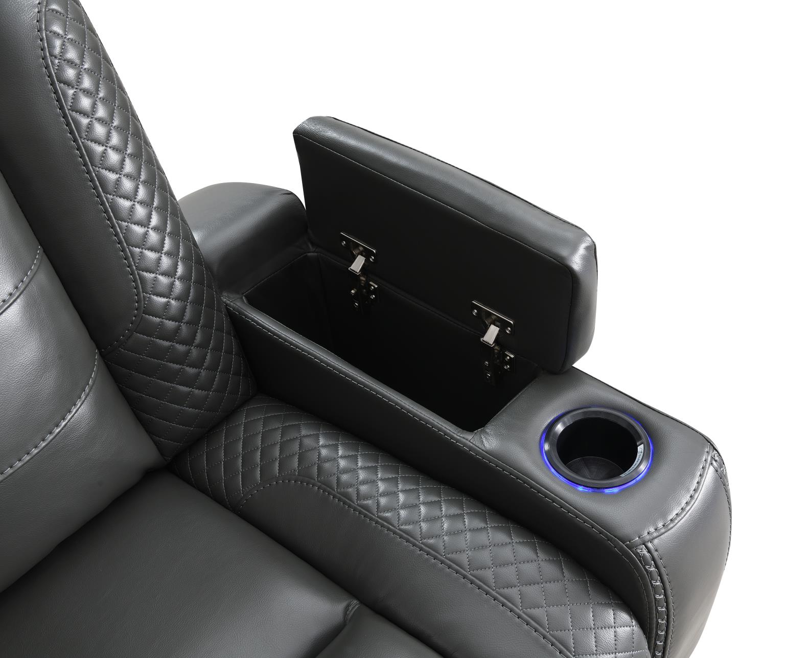 GRAY LED POWER RECLINING W/PWR HEADREST, AND DROP DOWN TABLE SOFA view 7