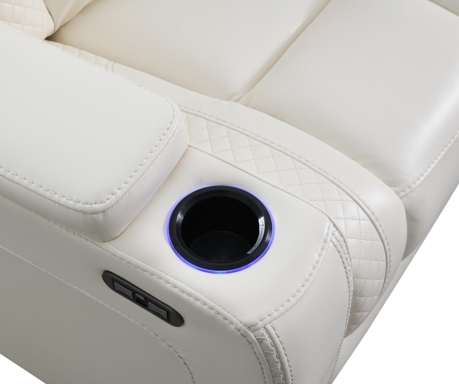 WHITE LED POWER RECLINING W/PWR HEADREST, BLUETOOTH SPEAKER, AND DROP DOWN TABLE LOVESEAT view 6