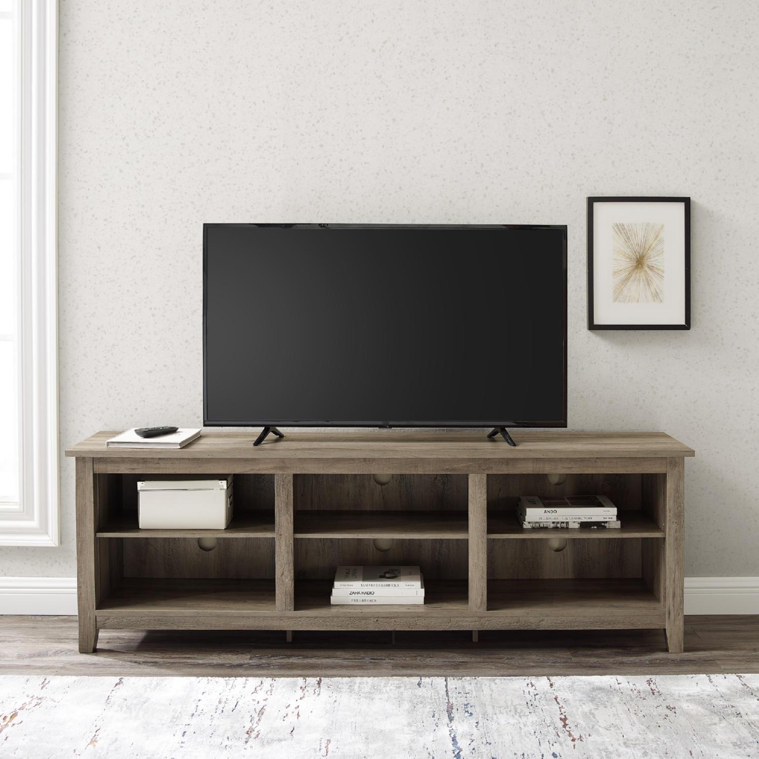 Essential Rustic TV Stand Grey Wash Finish MDF 70x16x24H.. view 2